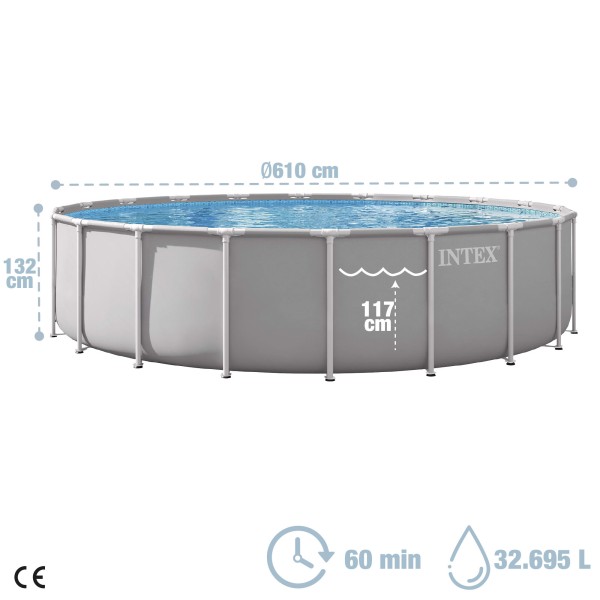 Piscina desmontable INTEX Prism Frame Ø610x132 cm depuradora | Distria