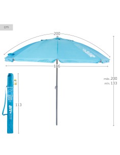 Sombrilla playa grande Ø200 cm azul | Distria