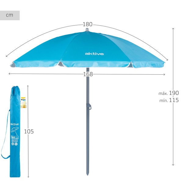 Sombrilla playa de Ø180 cm azul | Distria
