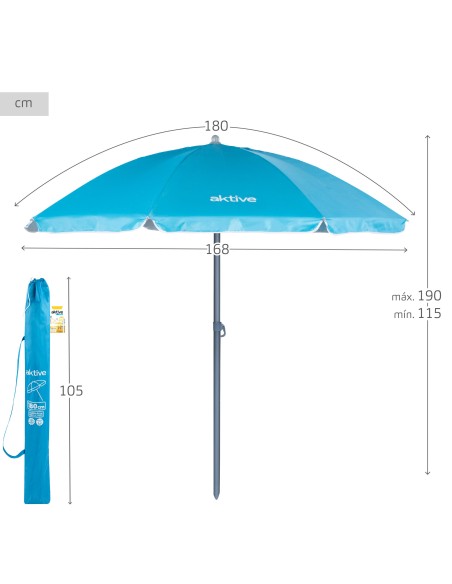 Sombrilla playa de Ø180 cm azul | Distria