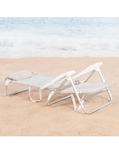 Silla de playa plegable beige 8 posiciones Aktive | Distria 2