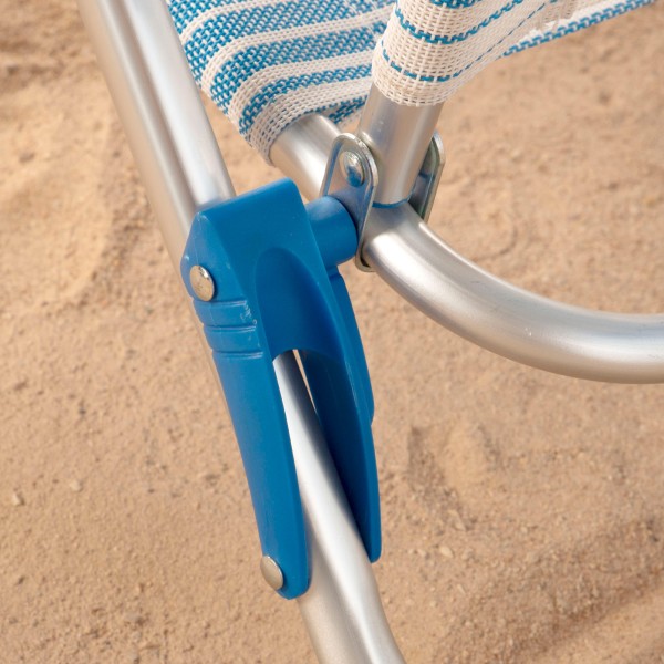 Silla de playa plegable rayas azul 8 posiciones Aktive | Distria