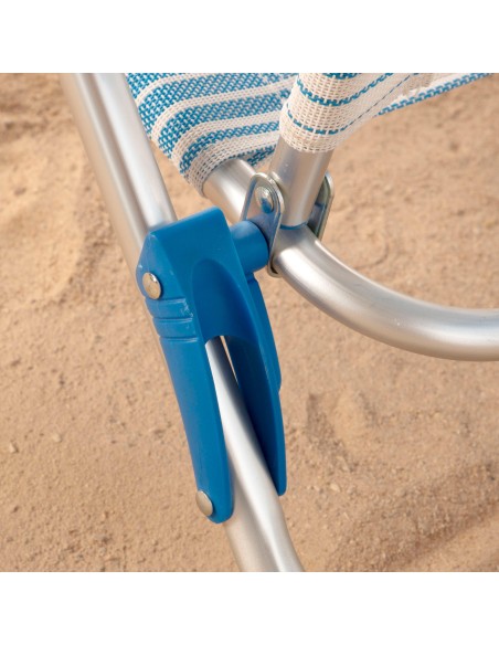 Silla de playa plegable rayas azul 8 posiciones Aktive | Distria