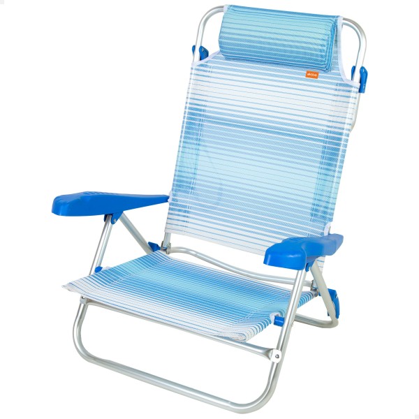 Silla de playa plegable rayas azul 8 posiciones Aktive | Distria