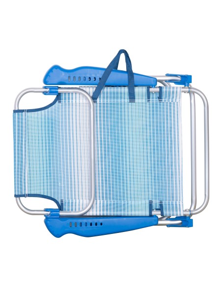 Silla de playa plegable rayas azul 8 posiciones Aktive | Distria