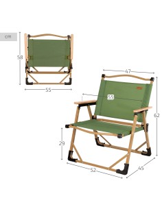 Silla plegable baja verde Glamping | Distria