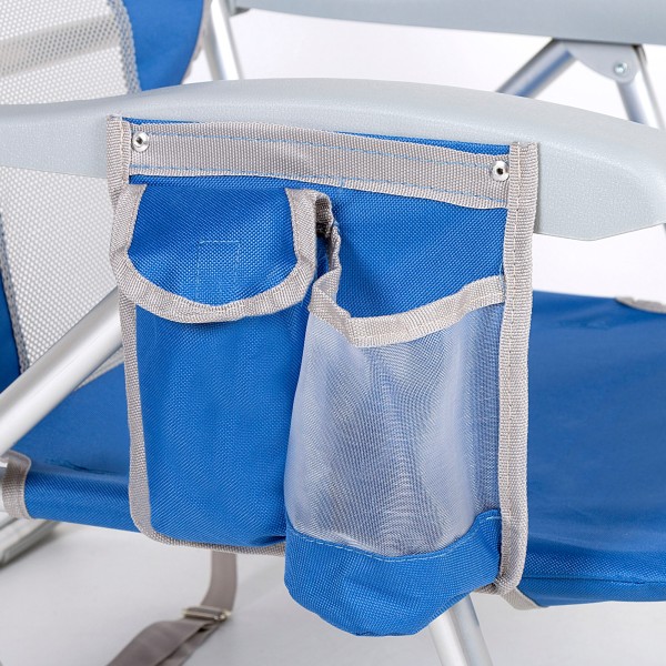 Silla de playa azul multiposición con cojín | Distria