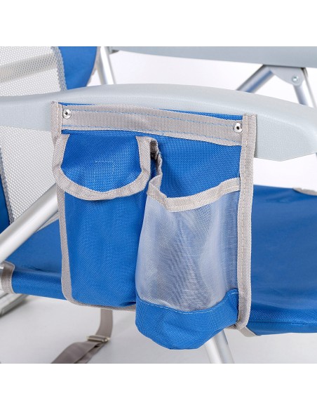 Silla de playa azul multiposición con cojín | Distria