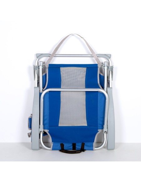 Silla de playa azul multiposición con cojín | Distria