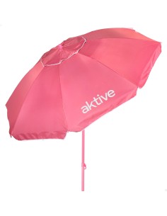 Sombrilla de playa Ø220 cm rosa con ventilación UV50 Aktive | Distria