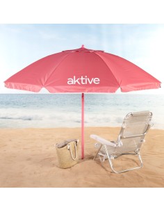 Sombrilla de playa Ø220 cm rosa con ventilación UV50 Aktive | Distria 2