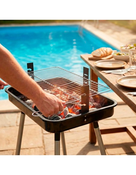 Barbacoa de carbón portátil con 2 niveles de cocción | Distria