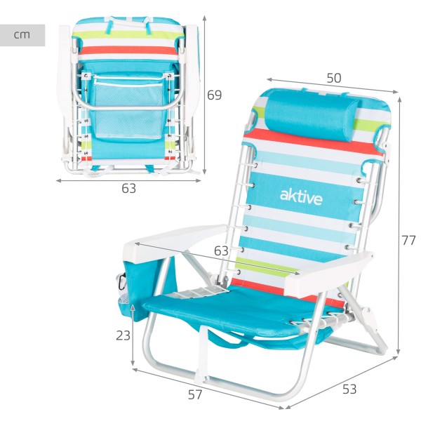 Silla playa multiposición 5 posiciones con nevera | Distria
