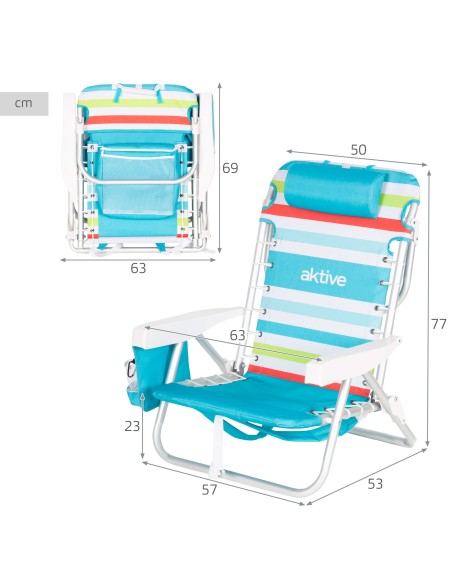 Silla playa multiposición 5 posiciones con nevera | Distria