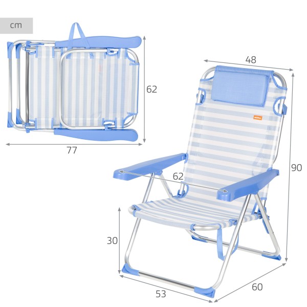 Silla de playa plegable marinera 48x60x90 cm Aktive | Distria