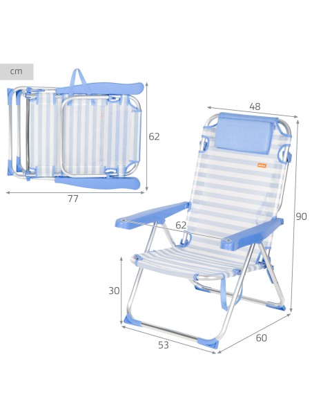 Silla de playa plegable marinera 48x60x90 cm Aktive | Distria