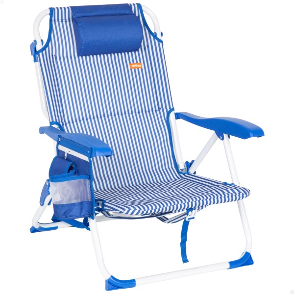Silla de playa plegable rayas azules 48x58x76 cm Aktive | Distria