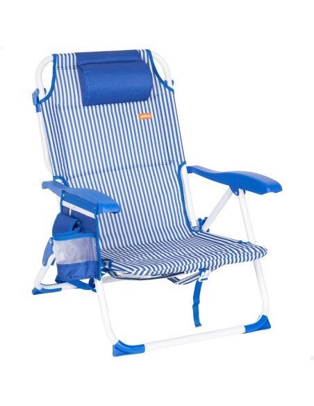 Silla de playa plegable rayas azules 48x58x76 cm Aktive | Distria