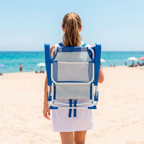 Silla de playa plegable rayas azules 48x58x76 cm Aktive | Distria