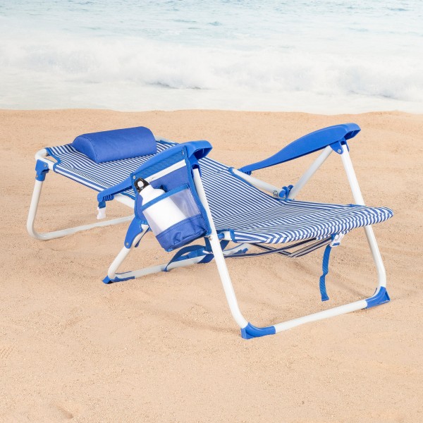 Silla de playa plegable rayas azules 48x58x76 cm Aktive | Distria