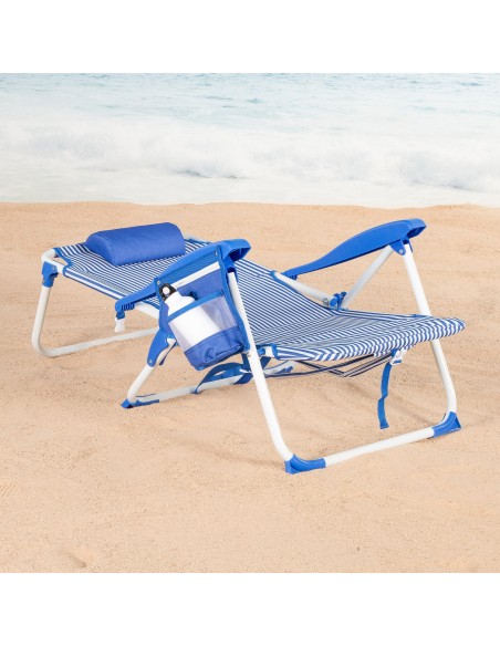 Silla de playa plegable rayas azules 48x58x76 cm Aktive | Distria