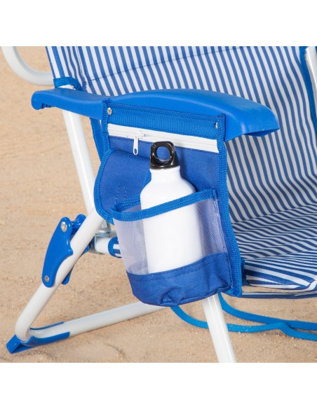 Silla de playa plegable rayas azules 48x58x76 cm Aktive | Distria
