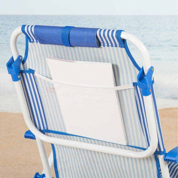 Silla de playa plegable rayas azules 48x58x76 cm Aktive | Distria
