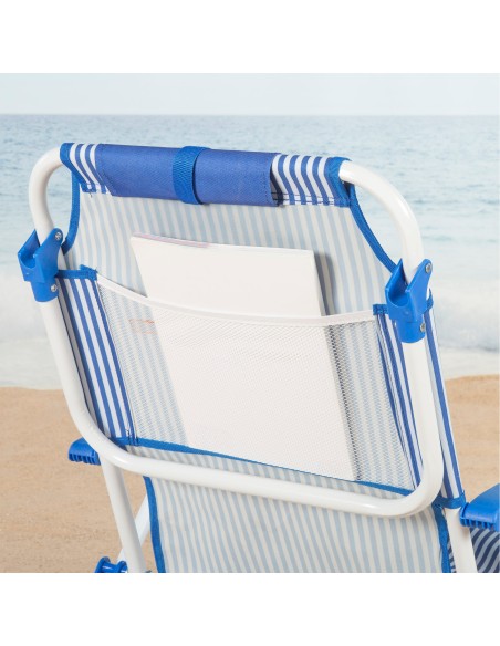 Silla de playa plegable rayas azules 48x58x76 cm Aktive | Distria