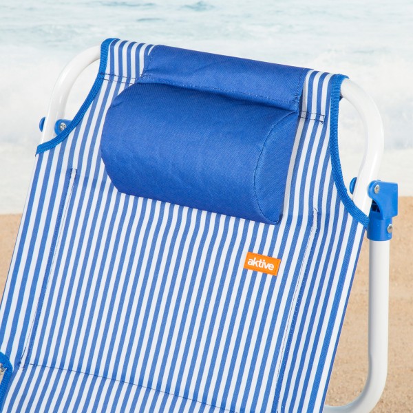 Silla de playa plegable rayas azules 48x58x76 cm Aktive | Distria
