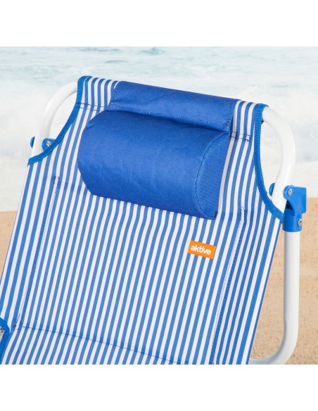 Silla de playa plegable rayas azules 48x58x76 cm Aktive | Distria