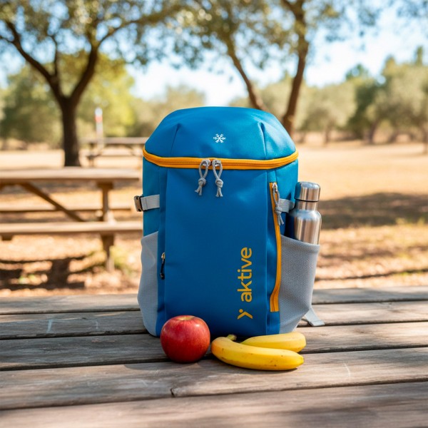 Mochila nevera isotérmica 8L azul con bolsillos Aktive | Distria