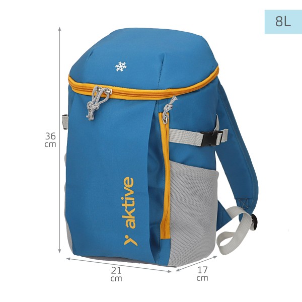 Mochila nevera isotérmica 8L azul con bolsillos Aktive | Distria
