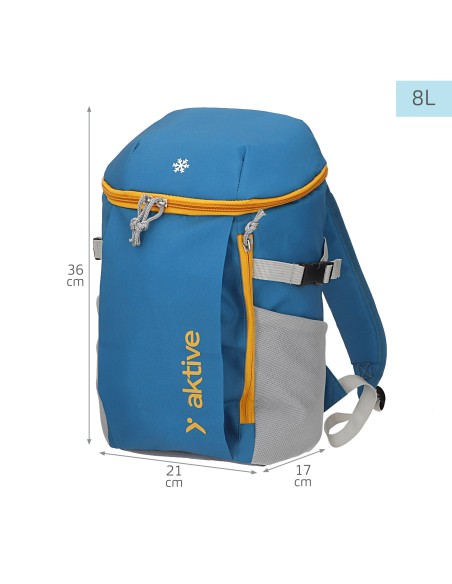 Mochila nevera isotérmica 8L azul con bolsillos Aktive | Distria