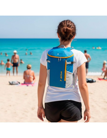 Mochila nevera isotérmica 8L azul con bolsillos Aktive | Distria