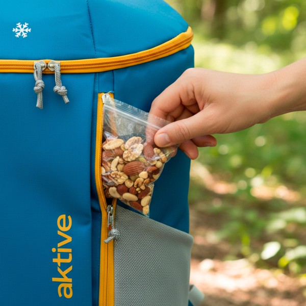 Mochila nevera isotérmica 8L azul con bolsillos Aktive | Distria