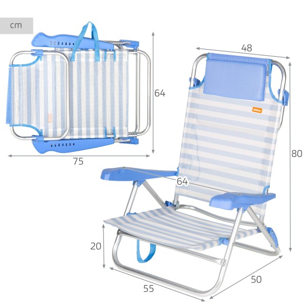 Silla plegable de playa multiposición Aktive | Distria