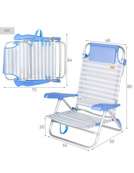 Silla plegable de playa multiposición Aktive | Distria