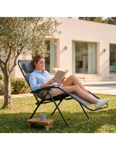 Silla plegable jardín gris Aktive | Distria