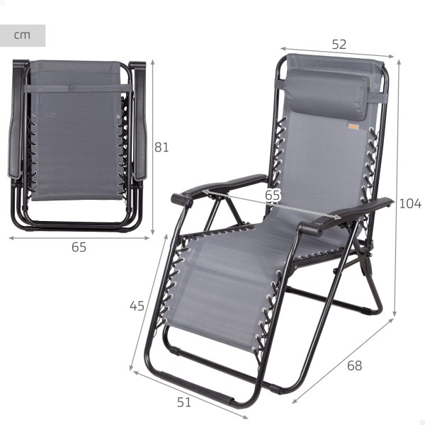 Silla plegable jardín gris Aktive | Distria