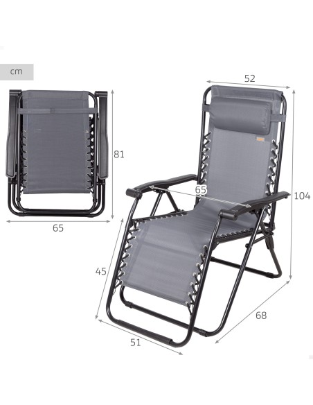 Silla plegable jardín gris Aktive | Distria