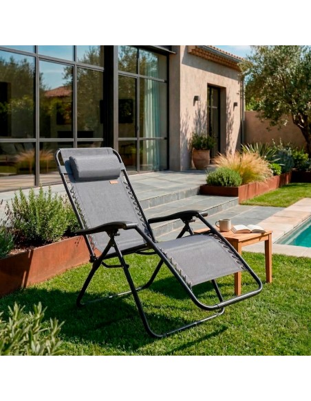 Silla plegable jardín gris Aktive | Distria