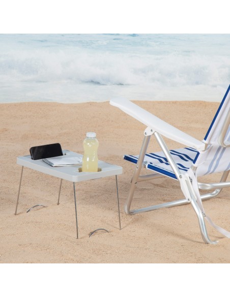 Mesa playa plegable 35x25x25 cm con posavasos | Distria