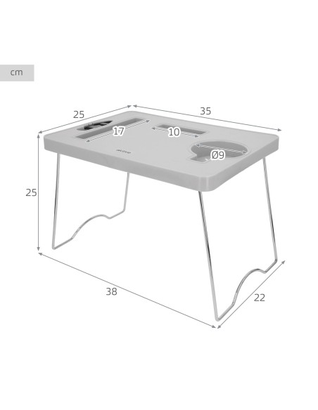 Mesa playa plegable 35x25x25 cm con posavasos | Distria