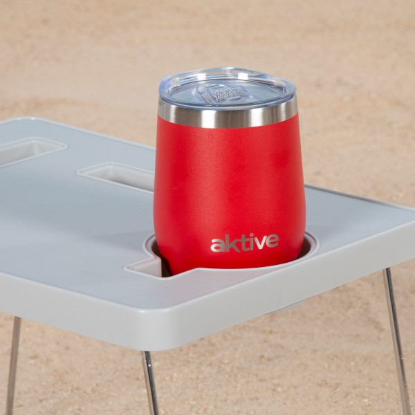 Mesa playa plegable 35x25x25 cm con posavasos | Distria