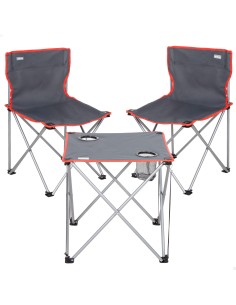 Set mesa y 2 sillas camping plegables antivuelco | Distria