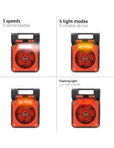 Lámpara camping LED 3 en 1 con ventilador | Distria 2