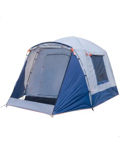 Tienda de campaña gris y azul 4 personas 250x350x200 cm | Distria