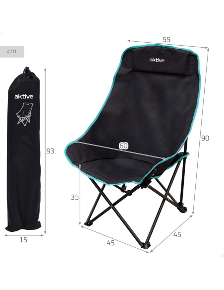 Silla plegable camping 55x45x90 cm Aktive | Distria