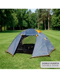 Tienda de campaña gris doble puerta 210x140x110 cm | Distria 2