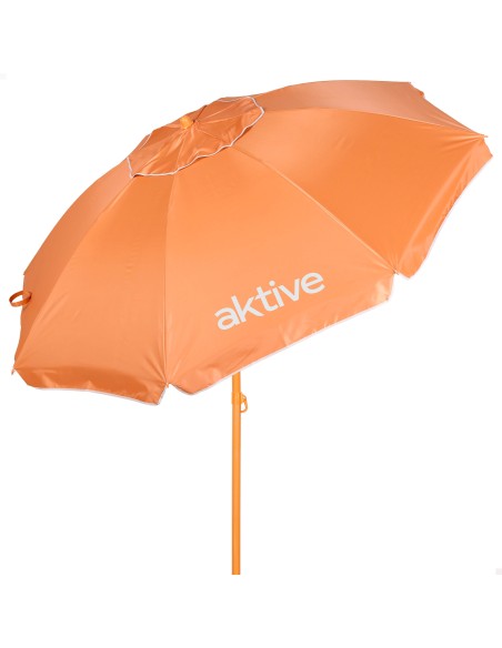Sombrilla de playa Ø220 cm naranja ventilación UV50 Aktive | Distria